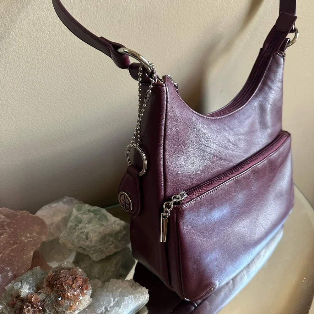 Giani Bernini Leather Hobo Bag Wine Color